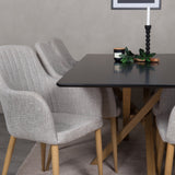 Piazza Matbord - Ek-look / svart - 180*90*75 +Comfort - Jídelní židle - Dub/Světle šedá _6