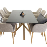 Piazza Matbord - Ek-look / svart - 180*90*75 +Comfort - Jídelní židle - Dub/Světle šedá _6