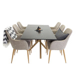 Piazza Matbord - Ek-look / svart - 180*90*75 +Comfort - Jídelní židle - Dub/Světle šedá _6
