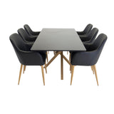 Piazza Matbord - Ek-look / svart - 180*90*75 +Comfort Karmstol - Ek-Look / Svart PU _6