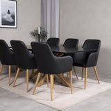 Piazza Matbord - Ek-look / svart - 180*90*75 +Comfort Karmstol - Ek-Look / Svart PU _6