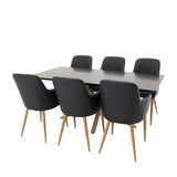 Piazza Matbord - Ek-look / svart - 180*90*75 +Comfort Karmstol - Ek-Look / Svart PU _6