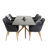 Piazza Matbord - Ek-look / svart - 180*90*75 +Comfort Karmstol - Ek-Look / Svart PU _6
