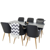 Piazza Matbord - Ek-look / svart - 180*90*75 +Comfort Karmstol - Ek-Look / Svart PU _6