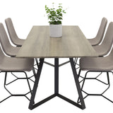 Marina Matbord - Svart / Grå Ek - 180*90*H75+X-Matstol - Svart / Mellangrå_6