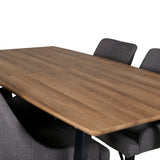 Jídelní stůl Inca - 160/200*85*H75 - Dub / Černá +Plaza - Jídelní židle - Černá/Tmavě šedá _4