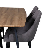 Jídelní stůl Inca - 160/200*85*H75 - Dub / Černá +Plaza - Jídelní židle - Černá/Tmavě šedá _4