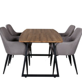 Jídelní stůl Inca - 160/200*85*H75 - Dub / Černá +Komfortní židle Polar šedá - Černé nohy _4