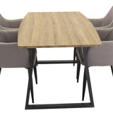 Jídelní stůl Inca - 160/200*85*H75 - Dub / Černá +Komfortní židle Polar šedá - Černé nohy _4