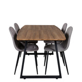 Jídelní stůl Inca - 160/200*85*H75 - Dub / Černá + Židle Polar - Šedá látka Černé nohy _4