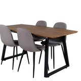 Jídelní stůl Inca - 160/200*85*H75 - Dub / Černá + Židle Polar - Šedá látka Černé nohy _4