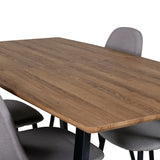 Jídelní stůl Inca - 160/200*85*H75 - Dub / Černá + Židle Polar - Šedá látka Černé nohy _4