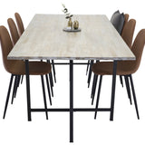 Jepara Matbord - Grå - 250*100*H76+Polar Matstol - Svart / Brun PU _6