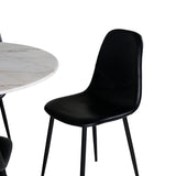 Estelle runt Matbord - Svart / Vit marmor - ø106*H75+Polar Matstol - Svart / Sva