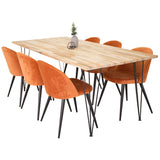 Bali Matbord - Svart / Naturträ - 200*90*H75+Velvet matstol - Svart / Rost_6