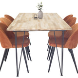 Bali Matbord - Svart / Naturträ - 200*90*H75+Velvet matstol - Svart / Rost_6