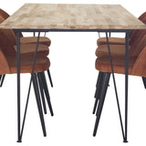 Bali Matbord - Svart / Naturträ - 200*90*H75+Velvet matstol - Svart / Rost_6