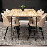 Bali Matbord - Svart / Naturträ - 200*90*H75+Velvet Matstol - Svart / Créme _6