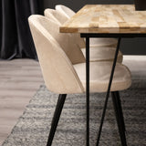 Bali Matbord - Svart / Naturträ - 200*90*H75+Velvet Matstol - Svart / Créme _6