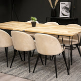 Bali Matbord - Svart / Naturträ - 200*90*H75+Velvet Matstol - Svart / Créme _6