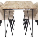 Bali Matbord - Svart / Naturträ - 200*90*H75+Velvet Matstol - Svart / Créme _6