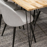 Stůl Bali - 200*90 cm - Teak / Černá - Sametová jídelní židle Manšestr - Světle šedá / Černá 6