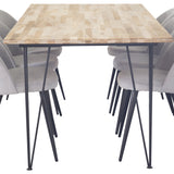 Stůl Bali - 200*90 cm - Teak / Černá - Sametová jídelní židle Manšestr - Světle šedá / Černá 6