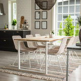Cirebon Jídelní stůl 200*90cm - Teak / Bílá+Cirebon Jídelní židle - Bílá / Bílá