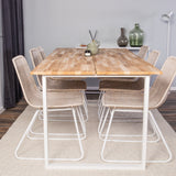 Cirebon Jídelní stůl 200*90cm - Teak / Bílá+Cirebon Jídelní židle - Bílá / Bílá