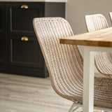 Cirebon Jídelní stůl 200*90cm - Teak / Bílá+Cirebon Jídelní židle - Bílá / Bílá