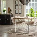 Cirebon Jídelní stůl 200*90cm - Teak / Bílá+Cirebon Jídelní židle - Bílá / Bílá