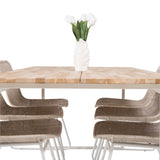 Cirebon Jídelní stůl 200*90cm - Teak / Bílá+Cirebon Jídelní židle - Bílá / Bílá