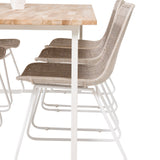 Cirebon Jídelní stůl 200*90cm - Teak / Bílá+Cirebon Jídelní židle - Bílá / Bílá
