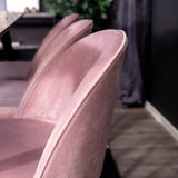 Dipp Jídelní stůl - 180*90cm - Černá dýha / černé nohy s mosazným dipp - Sametová jídelní židle Mosaz - Růžová / Černá 6