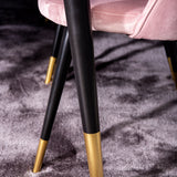 Dipp Jídelní stůl - 180*90cm - Černá dýha / černé nohy s mosazným dipp - Sametová jídelní židle Mosaz - Růžová / Černá 6