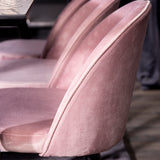 Dipp Jídelní stůl - 180*90cm - Černá dýha / černé nohy s mosazným dipp - Sametová jídelní židle Mosaz - Růžová / Černá 6