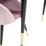 Dipp Jídelní stůl - 180*90cm - Černá dýha / černé nohy s mosazným dipp - Sametová jídelní židle Mosaz - Růžová / Černá 6