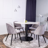 Jídelní stůl Razzia 106 cm - White Terazzo / Black+Velvet Matstol - Svart / Ljus