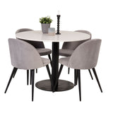 Jídelní stůl Razzia 106 cm - White Terazzo / Black+Velvet Matstol - Svart / Ljus