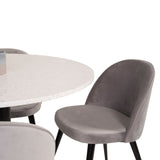 Jídelní stůl Razzia 106 cm - White Terazzo / Black+Velvet Matstol - Svart / Ljus
