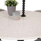 Jídelní stůl Razzia 106 cm - White Terazzo / Black+Velvet Matstol - Svart / Ljus