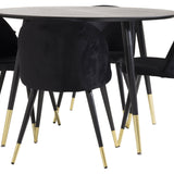 Jídelní stůl Dipp - 115 cm - Černá dýha / černé nohy s mosazným dippem + Velvet Brass