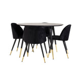 Jídelní stůl Dipp - 115 cm - Černá dýha / černé nohy s mosazným dippem + Velvet Brass