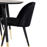 Jídelní stůl Dipp - 115 cm - Černá dýha / černé nohy s mosazným dippem + Velvet Brass
