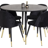 Jídelní stůl Dipp - 115 cm - Černá dýha / černé nohy s mosazným dippem + Velvet Brass