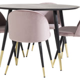 Jídelní stůl Dipp - 115 cm - Černá dýha / černé nohy s mosazným dippem + Velvet Brass