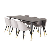 Dipp jídelní stůl - 180*90cm - Černá dýha / černé nohy s mosazným dippem +Velvet Ma