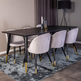 Dipp jídelní stůl - 180*90cm - Černá dýha / černé nohy s mosazným dippem +Velvet Ma