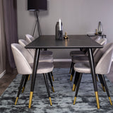 Dipp jídelní stůl - 180*90cm - Černá dýha / černé nohy s mosazným dippem +Velvet Ma