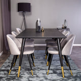 Dipp jídelní stůl - 180*90cm - Černá dýha / černé nohy s mosazným dippem +Velvet Ma